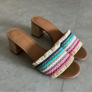 J.CREW Rainbow Woven Mule Heels